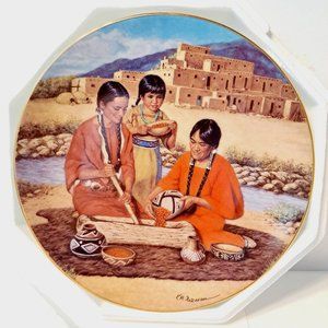 “Preparing The Berry Harvest”. Hamilton American Indians Plate with COA